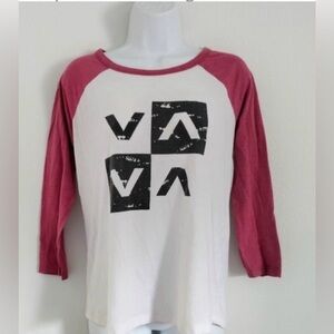 RVCA Red and White Long Sleeve Tee SOFT material